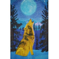 Howling Wolf Print Cotton Wall Hanging 90" x 60" Single Blue 736846828361  232889892268